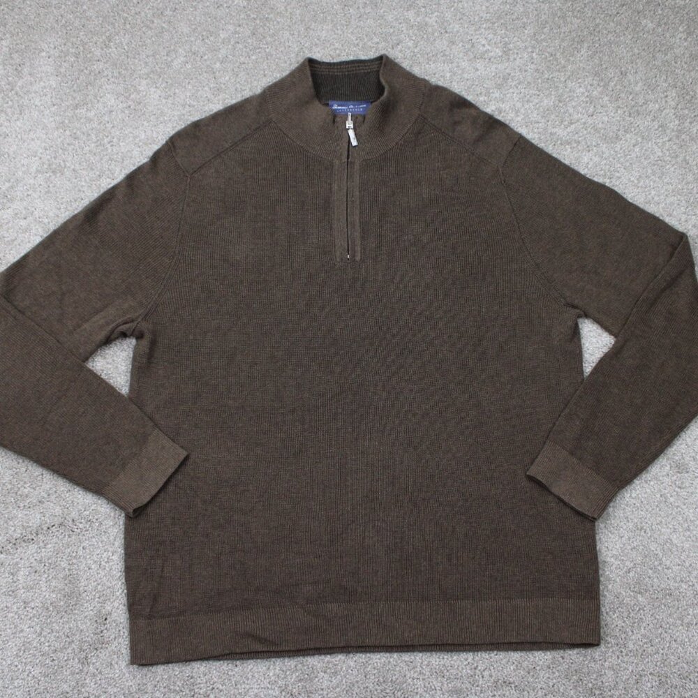 Tommy Bahama Reversible Sweatshirt Mens XL Brown 1/4 Zip Pima Cotton L/S Sweater